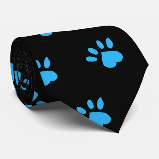 Paw Print Stropdas (zwart en blauw) (Opgerold)