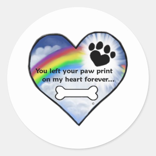 Paw Print Sympathie Gedicht Ronde Sticker (Voorkant)