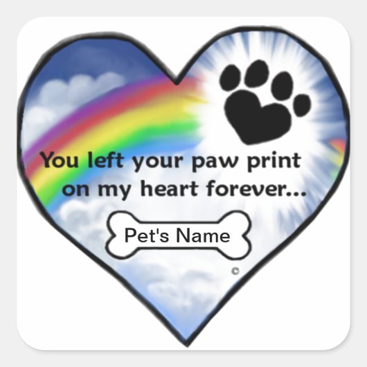 Paw Print Sympathie Gedicht Vierkante Sticker (Voorkant)