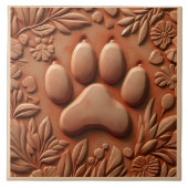 Paw Print Tegel met bloemenontwerp Tegeltje (Voorkant)