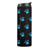 Paw Print Thermische Tumbler (Zwart & Blauw) Thermosbeker (Gedraaid links)