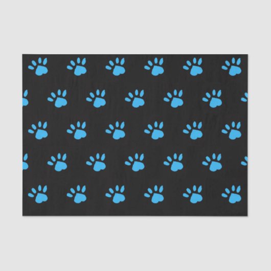 Paw Print tissuepapier (zwart en blauw) (Voorkant)