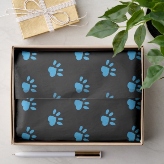 Paw Print tissuepapier (zwart en blauw) (Geschenk)