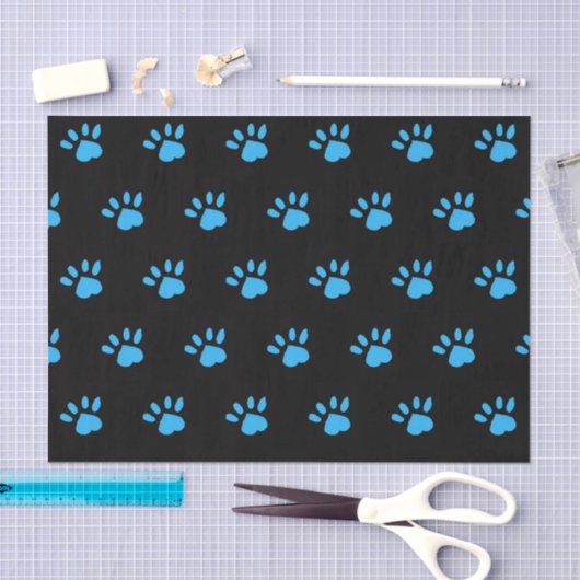 Paw Print tissuepapier (zwart en blauw) (Craft)