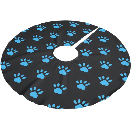 Paw Print Tree Rok (zwart & blauw) Kerstboom Rok (Gekanteld)