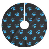 Paw Print Tree Rok (zwart & blauw) Kerstboom Rok (Voorkant)