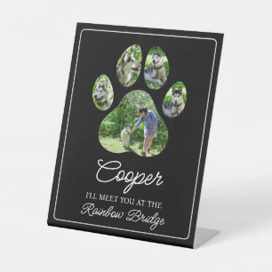 Paw Print Tribute met de naam van het huisdier en  Reclamebord Met Voetstuk