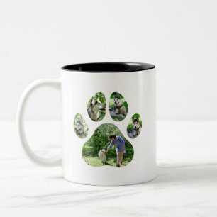 Paw Print Tribute met de naam van het huisdier en Tweekleurige Koffiemok