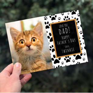 Paw Print Vaderdag-fotokaart Feestdagenkaart