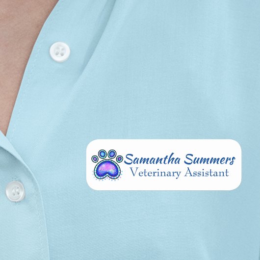Paw Print Vet Veterinary Business Groomer Naam Tag