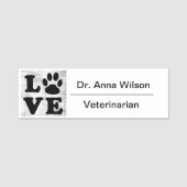 Paw Print Veterinarian Name Tag (Voorkant)