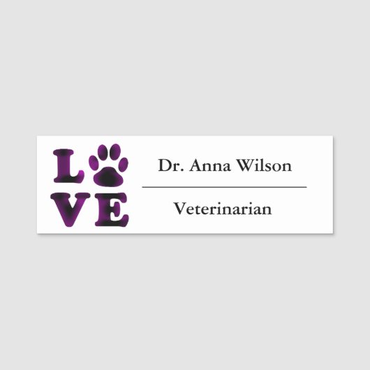 Paw Print Veterinarian Name Tag (Voorkant)