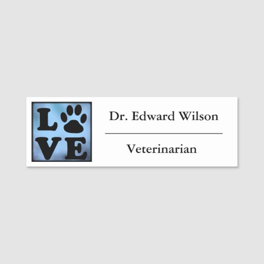 Paw Print Veterinarian Name Tag (Voorkant)