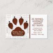 Paw Print with Message and Name in Brown Visitekaartje (Voorkant)