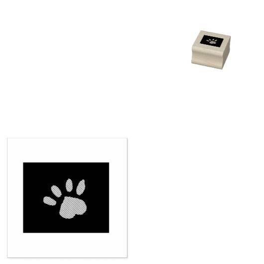Paw Print Wood Stamp (Zwart & Blauw) Rubberstempel (Gestempeld)