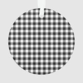 Paw Print WOOF Buffel Plaid Zwart Wit Huisdier Ple Ornament (achterkant)