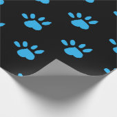 Paw Print Wrapping Papier (Zwart & Blauw) (Hoek)
