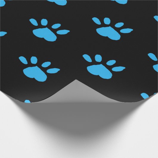 Paw Print Wrapping Papier (Zwart & Blauw) (Hoek)