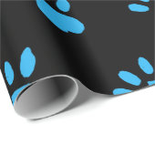Paw Print Wrapping Papier (Zwart & Blauw) (Rol Hoek)