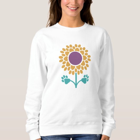 Paw Print Zonnebloem Shirt met lange mouwen (Voorkant)