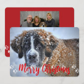 Paw Prints, 2 foto's, pretkerst, et Feestdagenkaart (Voorkant / Achterkant)