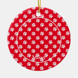 Paw Prints Aangepaste Pet Foto Kat Naam Keramisch Ornament