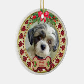Paw Prints and Gold Frame Custom Pet Photo Keramisch Ornament (Rechts)