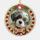Paw Prints and Gold Frame Custom Pet Photo Keramisch Ornament (Voorkant)