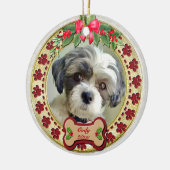 Paw Prints and Gold Frame Custom Pet Photo Keramisch Ornament (Links)