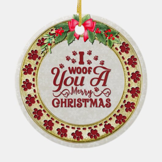 Paw Prints and Gold Frame Custom Pet Photo Keramisch Ornament (Achterkant)