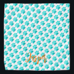 Paw Prints Aqua Blue Pet Name Sinaasappel Modern F Bandana<br><div class="desc">Artisan Paw Prints in Aqua Blue op een witte achtergrond met aangepaste PET NAAM in sinaasappel. Eenvoudig te personaliseren tekst,  tekstkleur. Grote Pet Bandana voor elk huisdier,  hond,  kat,  familie dieren. Kleurrijk,  modern,  Leuk. Mix en match volledige Pet Lover,  Pets,  Dog Collecties van TMCdesigns.</div>