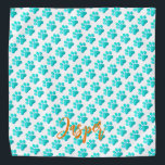 Paw Prints Aqua Blue Pet Name Sinaasappel Modern F Bandana<br><div class="desc">Artisan Paw Prints in Aqua Blue op een witte achtergrond met aangepaste PET NAAM in sinaasappel. Eenvoudig te personaliseren tekst,  tekstkleur. Grote Pet Bandana voor elk huisdier,  hond,  kat,  familie dieren. Kleurrijk,  modern,  Leuk. Mix en match volledige Pet Lover,  Pets,  Dog Collecties van TMCdesigns.</div>