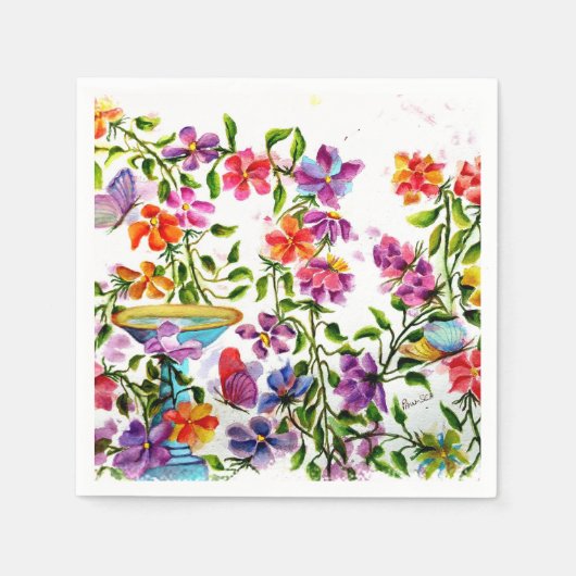 PAW PRINTS BIRD BATH PAPIER NAPKINS SERVETTEN (Voorkant)