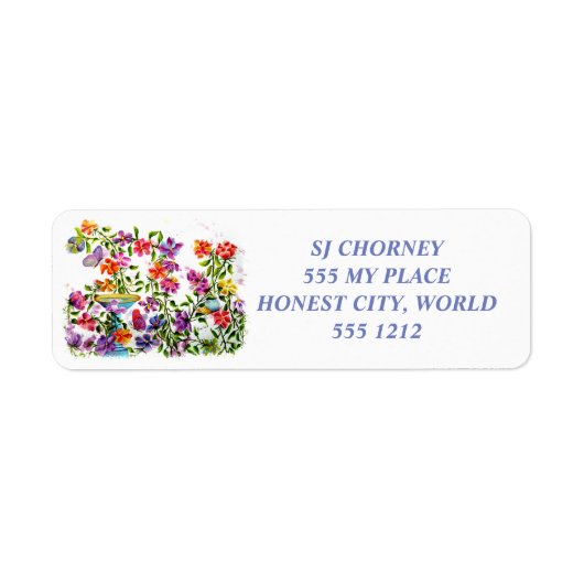 PAW PRINTS BIRD BATH RETURN ADRES ETIKETTERS ETIKET (Voorkant)