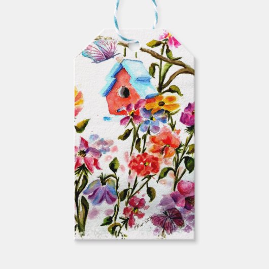 PAW PRINTS BIRD HOUSE CADEAULABEL (Voorkant)