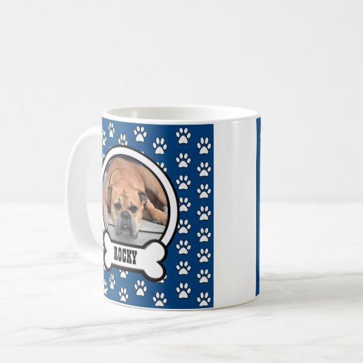 Paw Prints Blue Pet Foto Mok (Voorkant links)