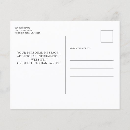 Paw Prints Budget Wedding Briefkaart (Achterkant)