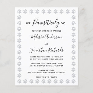 Paw Prints Budget Wedding Briefkaart