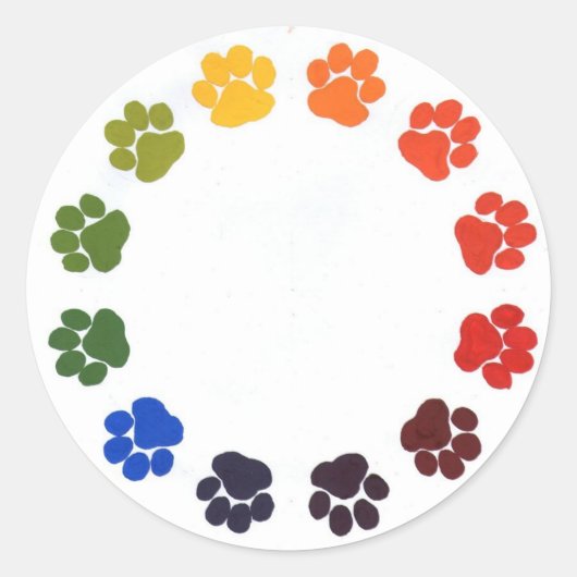 Paw Prints Cirkel Ronde Sticker (Voorkant)