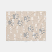 Paw Prints Cream Gepersonaliseerde Hondennaam Fleece Deken (Voorkant (Horizontaal))