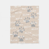 Paw Prints Cream Gepersonaliseerde Hondennaam Fleece Deken (Voorkant)