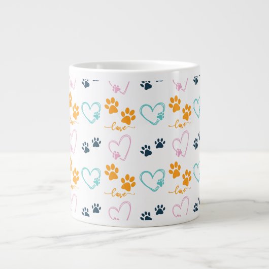 Paw Prints Cute Dog Lover  Grote Koffiekop (Voorkant)