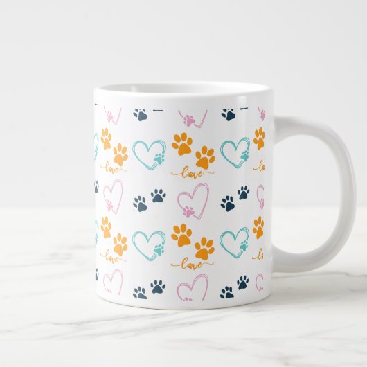 Paw Prints Cute Dog Lover  Grote Koffiekop (Rechts)