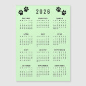 Paw Prints Design 2026 Calendar Magnetic Card (Voorkant)