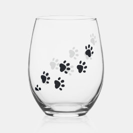 Paw Prints Design Stemless \ Wijnglas Wijnglas Zonder Voet