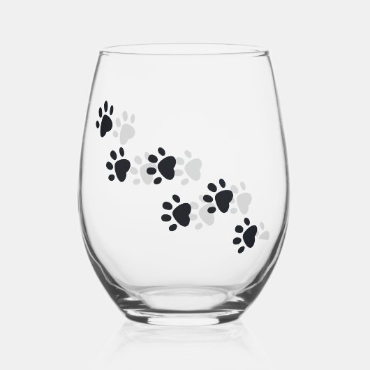 Paw Prints Design Stemless \ Wijnglas Wijnglas Zonder Voet (Achterkant)