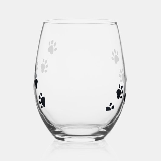 Paw Prints Design Stemless \ Wijnglas Wijnglas Zonder Voet (Rechts)