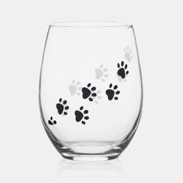 Paw Prints Design Stemless \ Wijnglas Zonder Voet