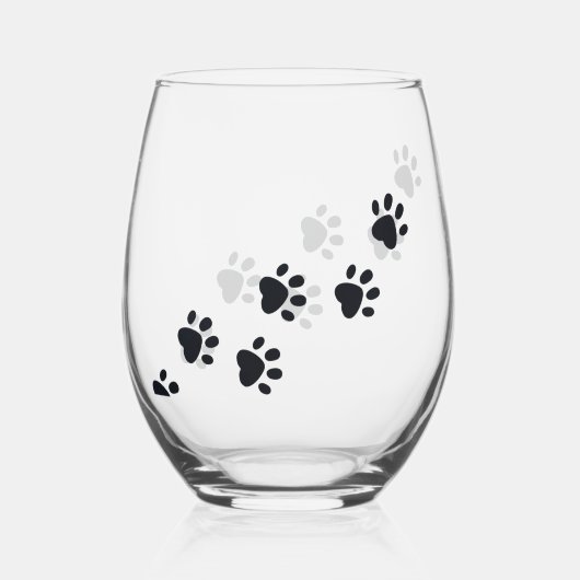Paw Prints Design Stemless \ Wijnglas Zonder Voet (Voorkant)