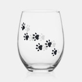 Paw Prints Design Stemless \ Wijnglas Zonder Voet (Achterkant)
